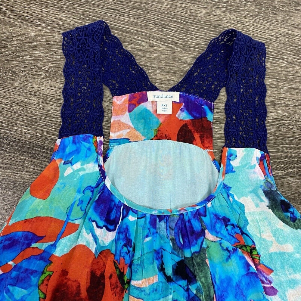 Sundance Maxi Dress Womens Size PXS Blue Floral Tropical Beachy Racerback Pocket - Picture 4 of 9
